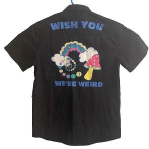 Cornerstore Bodega “ Wish you we’re weird” button down sz medium